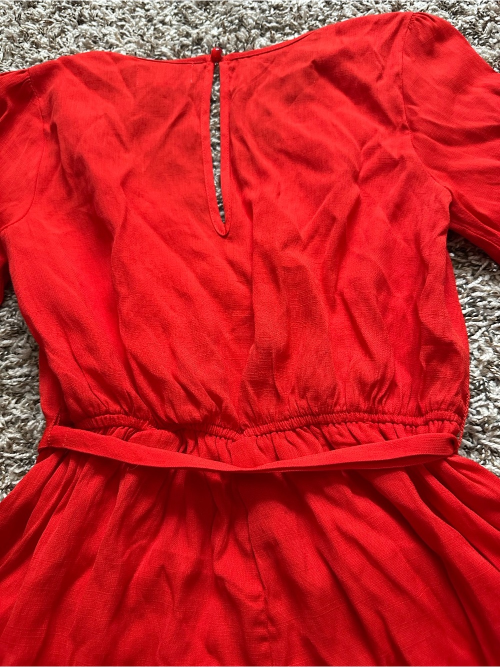 Jun & Ivy Bright Red V-Neck Tie Romper - Picture 7 of 7
